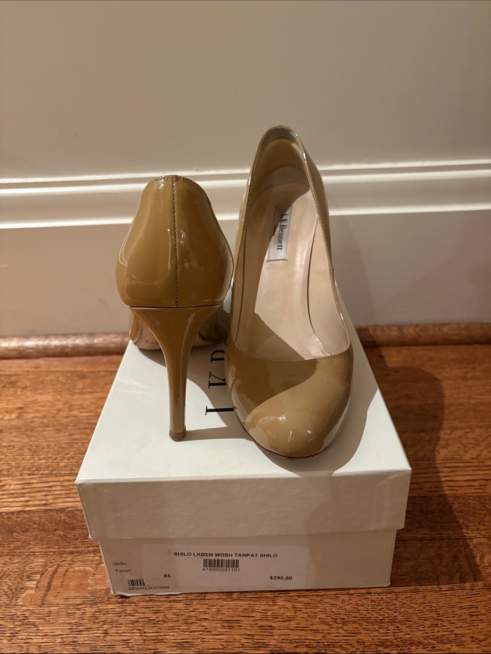 LK Bennett Patent Nude Peep-Toe Stiletto Heels